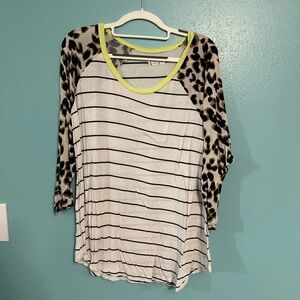 Maurices Leopard and Stripe Long Sleeve Top